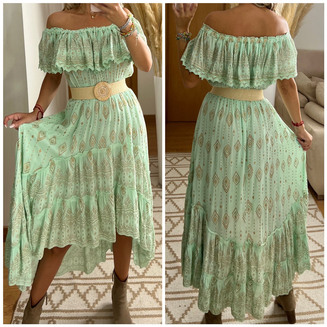 Boho Dress, Ruffle Dress, Boho Kleid, Boho Dress for Woman, Boho Maxi ...